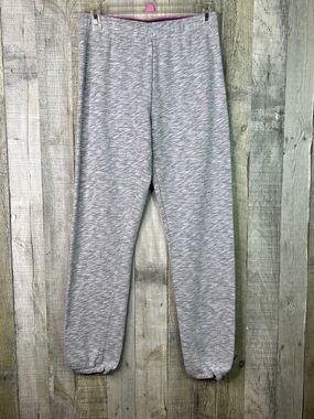 Danskin Now XL(14-16) Fleece Gray Heathered Pants Joggers Gathered Hems